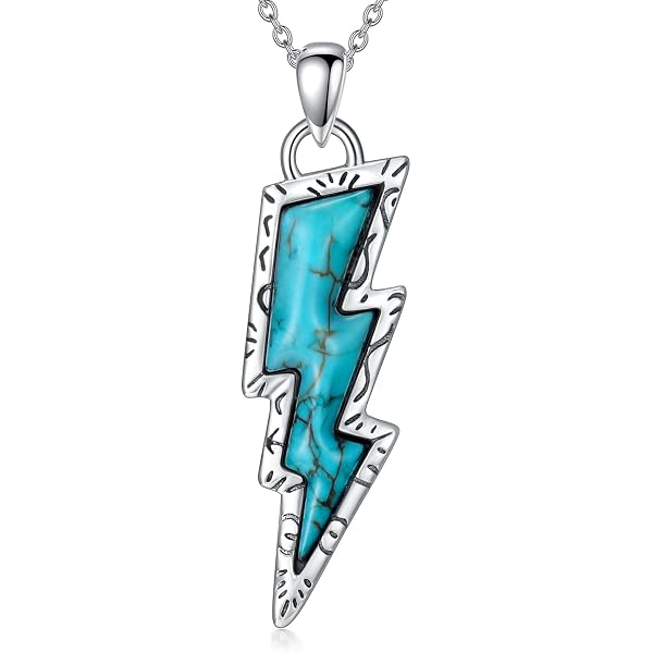 Amazon.com: BETHZA Turquoise Lightning Bolt Necklace 925 Sterling
